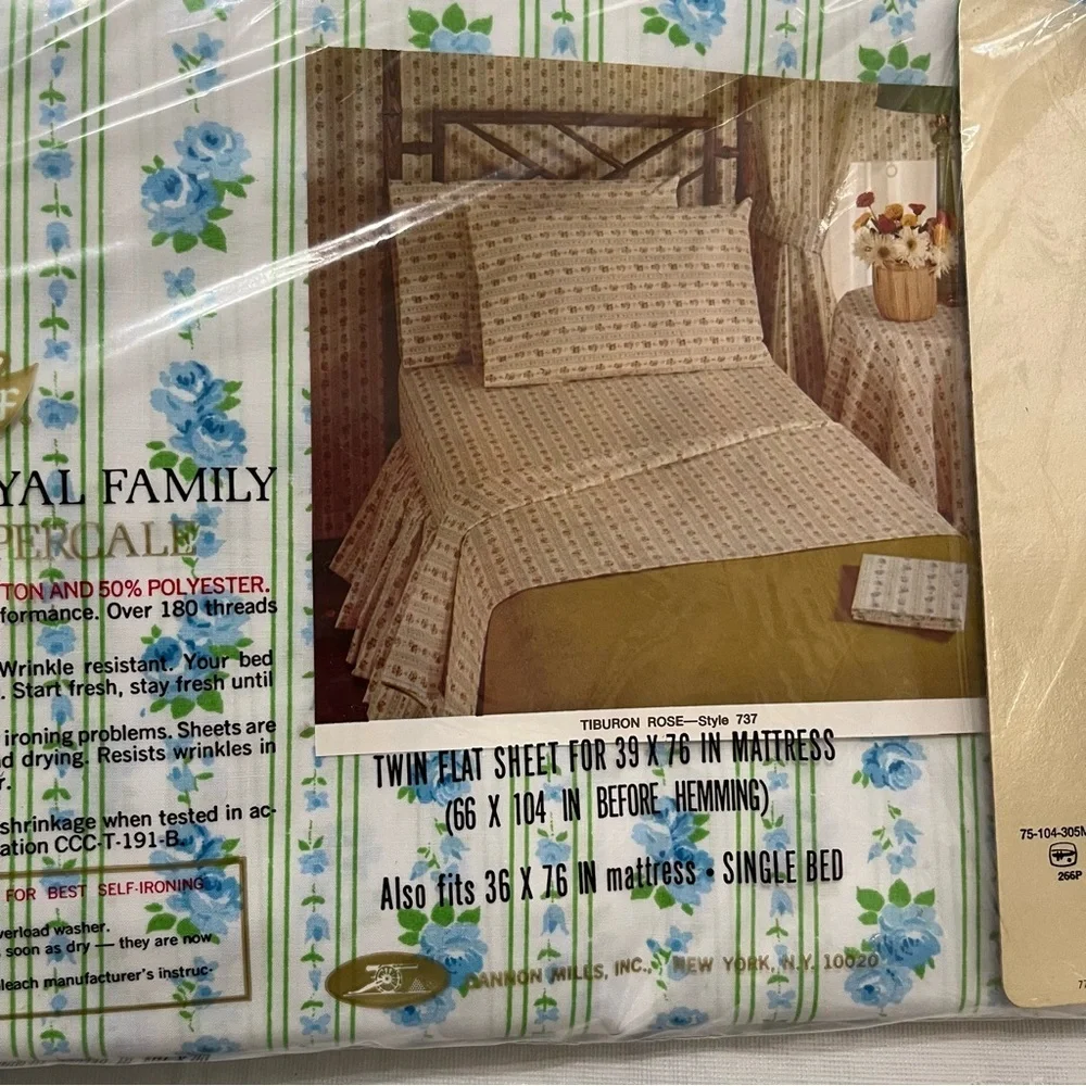 Vintage Cannon Royal Family Twin Bed Sheets Set